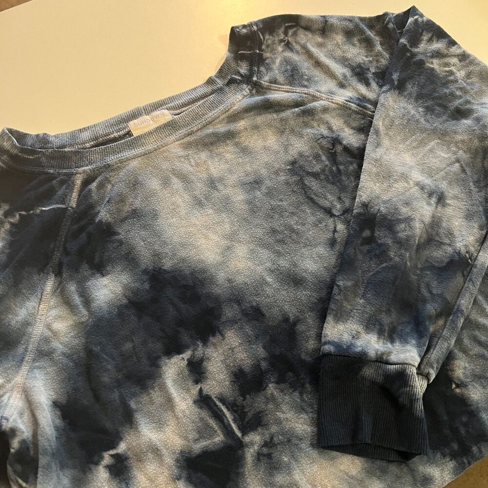 Sundown Blue Tie Dye Long Sleeve Sweater Top Size Large
